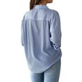 thumbnail image 5 of Nlife Women Striped Lapel Collar Long Sleeve Single Breasted Pocket Shirt, 5 of 7