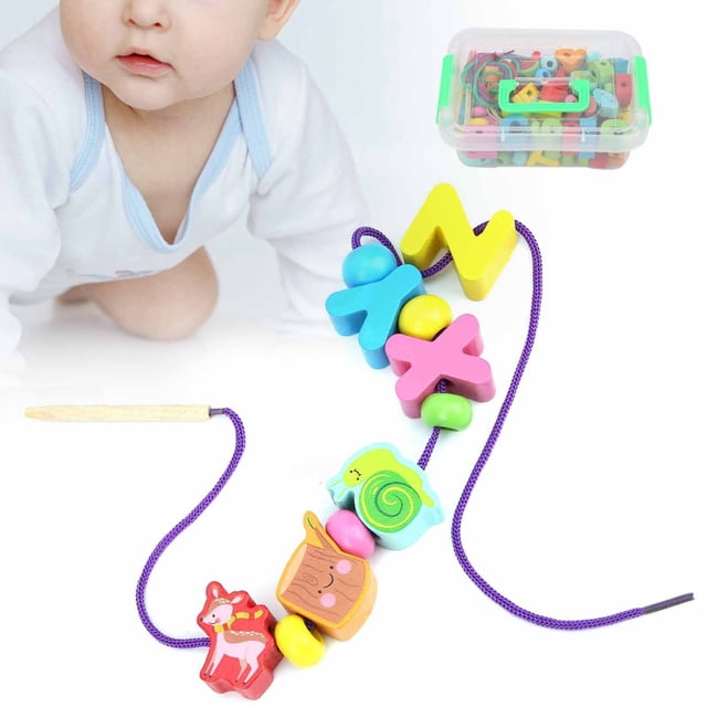 Firma Densa Densa Sin Juguete de Cordones, Juguete de Cordones de Madera, Para Niños de Cumpeados para Niños en Casa