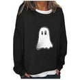thumbnail image 2 of CLOISE Womens Halloween Shirts Fashion Halloween Ghost Graphic Tops Long Sleeve Scoop Neck Shirts Fake Two Piece Basic Tunic Comfy Blouses Party Outfits Winter Gift, 2 of 6