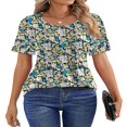 thumbnail image 3 of CHOK Blouses pour Femmes Tunique Plissée à Manches Courtes Hauts Habillés Décontractés Chemises d'Été, 3 of 7