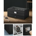 thumbnail image 7 of 12-Slot Watch Box, 2 Layers PU Lockable Watch Case with Glass Lid with 1 Drawer, Black and Gray, 7 of 7