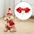 thumbnail image 6 of Christmas Cat Bandana Collars Cute Christmas Collars Cloak Handmade Knit Pet Scarf Crochet Bib for Kitty Kitten Pet Supplies Red M, 6 of 8