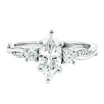Rosec Jewels Marquise Engagement Ring (Certified Lab Created Diamond, 5x10mm, 1 Carat), 10K White Gold, US 7.50