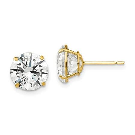 Finest Gold 14K Yellow Gold 9 mm Round CZ Post Earrings