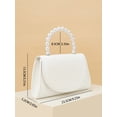 thumbnail image 5 of Women's White Pearl Handle Evening Clutch Purse, Elegant Wedding Bridal Handbag, Formal Party Shoulder Bag, 5 of 7