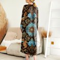 thumbnail image 5 of Women's Nightgown Sleep Dress Long Loungewear V-Neck Henley Nightdress with Pocket Floral Print for Spring Fall,Green,3XL, 5 of 8