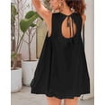 thumbnail image 5 of Mini Dress for Women Summer Sleeveless Keyhole Tie Back Tank Short Dress Crew Neck Sundress with Pockets Black S, 5 of 8