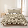 thumbnail image 3 of Twin Quilt Set 68''x86'', Abstract Boho Lightweight Summer Bedspread Coverlet Set with 2 Pillow Shams, Modern African Ethnic Geometric Beige Breathable All Season Quilt Bedding for Dorm/Bedroom, 3 of 9