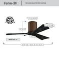 thumbnail image 6 of Matthews Fan Company IR3H-WN-BK-60 Irene 60" Walnut Hugger Ceiling Fan with 3 Matte Black Blades, Remote and Wall Control, Indoor/Outdoor Damp Rated, 6 of 6