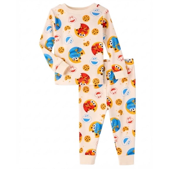 Sesame Street Elmo and Cookie Monster Chocolate Chip Cookies Cotton Pajama Set, Size 2T