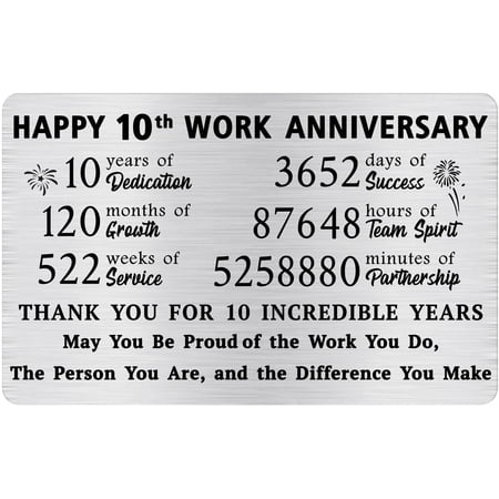 15 Year Work Anniversary Wallet Card – 15 Years of Service Appreciation Gift for Men & Women – Happy 15th Work Anniversary for Employee/Coworker