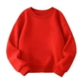 thumbnail image 4 of Xyant Girls Casual Long Sleeve Oversized Sweatshirt Crew Neck Cute Pullover Relaxed Fit Tops (Red,7-8 Years), 4 of 7