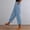 Sky Blue, variant on Women's Cotton Linen Asymmetrical Hem Pants Elastic Waist Casual Summer Beach Vacation Lounge Wear Cropped Trousers Loose Fit Hot Pink L