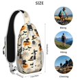 thumbnail image 5 of Sling Backpack,Black Cat Pumpkin Halloween Pattern Crossbody Bag with Water Bottle Holder,Waterproof Sling Bag for Men/Women with Chest Phone Holder for Hiking,Travel, 5 of 6