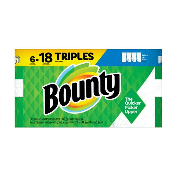 Bounty Select-A-Size Paper Towels, White, 6 Triple Rolls