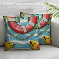 thumbnail image 3 of PRATYUS Hello Sunshine Pool Decorative Throw Pillow Covers, Happy Summer Duck Watermelon Swimming Ring Cushion Case Decor, Blue Stripes Flip Flops Seasonal Home Decor for Sofa Couch 18x18in, 3 of 5