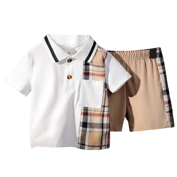 Zshosam Boys Outfits Toddler Baby Boy Outfit Embroidery Short Sleeve T-Shirt Top and Shorts Clothes Set Size 6 9 Months,(Khaki 6-9 Months)