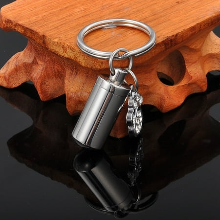 Cylinder Keepsake - Crystal Dog Paw Cylinder Cremation Jewelry Keepsake Memorial Pet Urn Key Chain