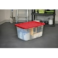 thumbnail image 5 of CX BLACK & YELLOW®, XTRA TALL 27-Gallon Heavy Duty Clear Storage Container & Snap-Tight Lid, Clear & Red (28.5”L x 19.4”W x 15.2”H), Weather-Resistant, Stackable, See-Through Organization Tote, 5 of 6