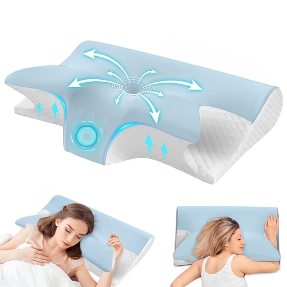 GALASALA Almohada Memory Foam, Almohada Cervical para Aliviar el Dolor de Cuello, Almohada Ortopédica Ergonómica para Boca Arriba, Personas Que Dormir de Lado o Boca Abajo, con F