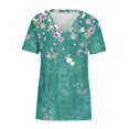 thumbnail image 4 of CNKOO Hauts pour Femmes Mode Décontractée Imprimé Col en V Manches Courtes T-shirt Imprimé Bleu L, 4 of 5
