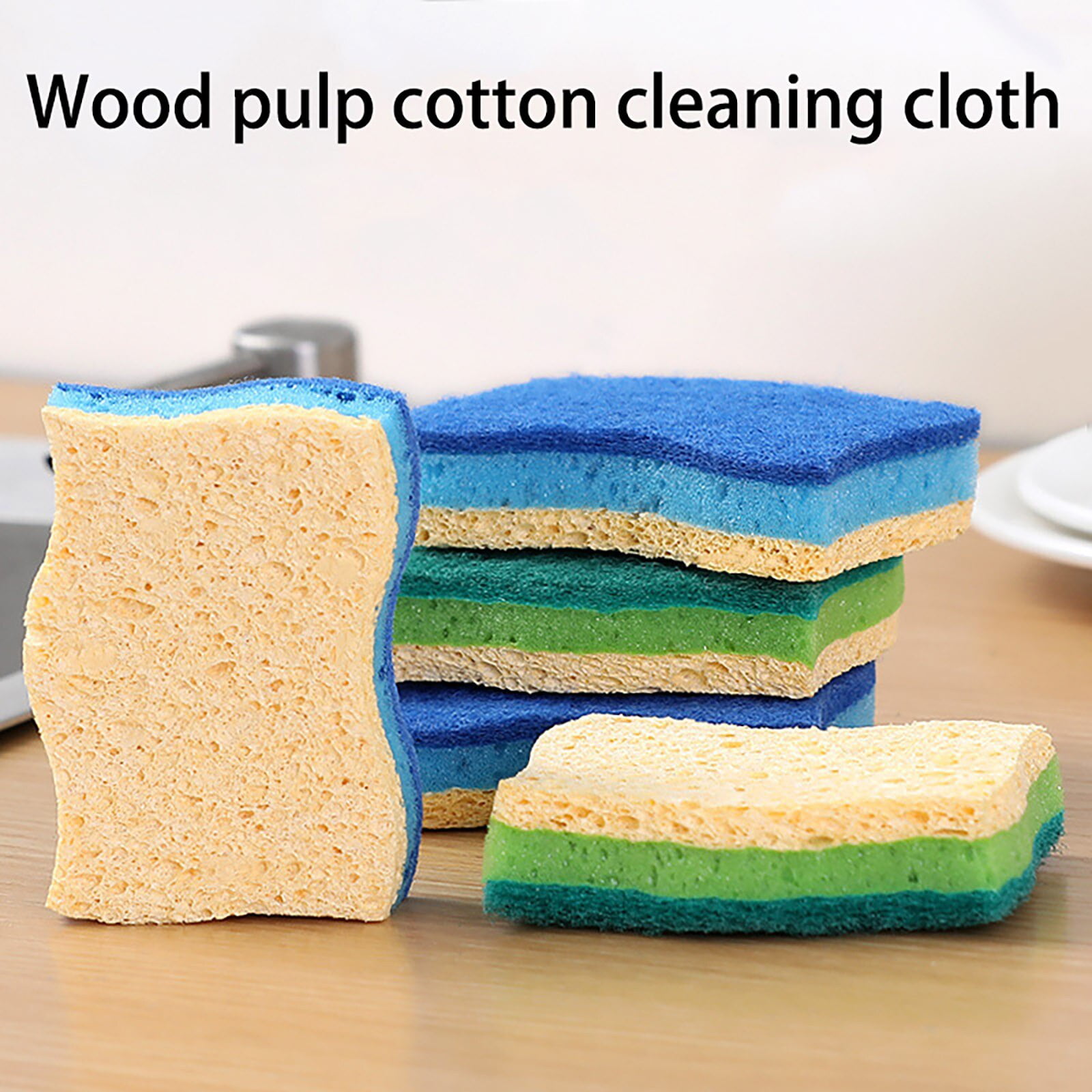Jophufed Cleaning Supplies Christmas Clearance deals Dishwashing Kitchen  Sponges Natural Wood Pulp Cotton Sponge Double-side Oil Free on Clearance