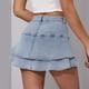 thumbnail image 4 of Falda corta vaquera para mujer: diseño moderno y sexy que estiliza la figura, tejido elástico cómodo, combina con tops para discotecas/fiestas/vacaciones., 4 of 5