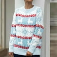 thumbnail image 2 of HOWPAY Chandails de Noël pour Femmes Blouse Imprimée de Noël Décontractée à Manches Longues Col Rond Chandail de Fête Chandail Hauts Coupe Ample Léger Confortable Tenues d'Automne Bleu G, 2 of 8