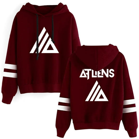 Atliens Merch Logo Hoodie Unisex Pocketless Double Bar Sleeve Sweatshirt Fashion Pullover