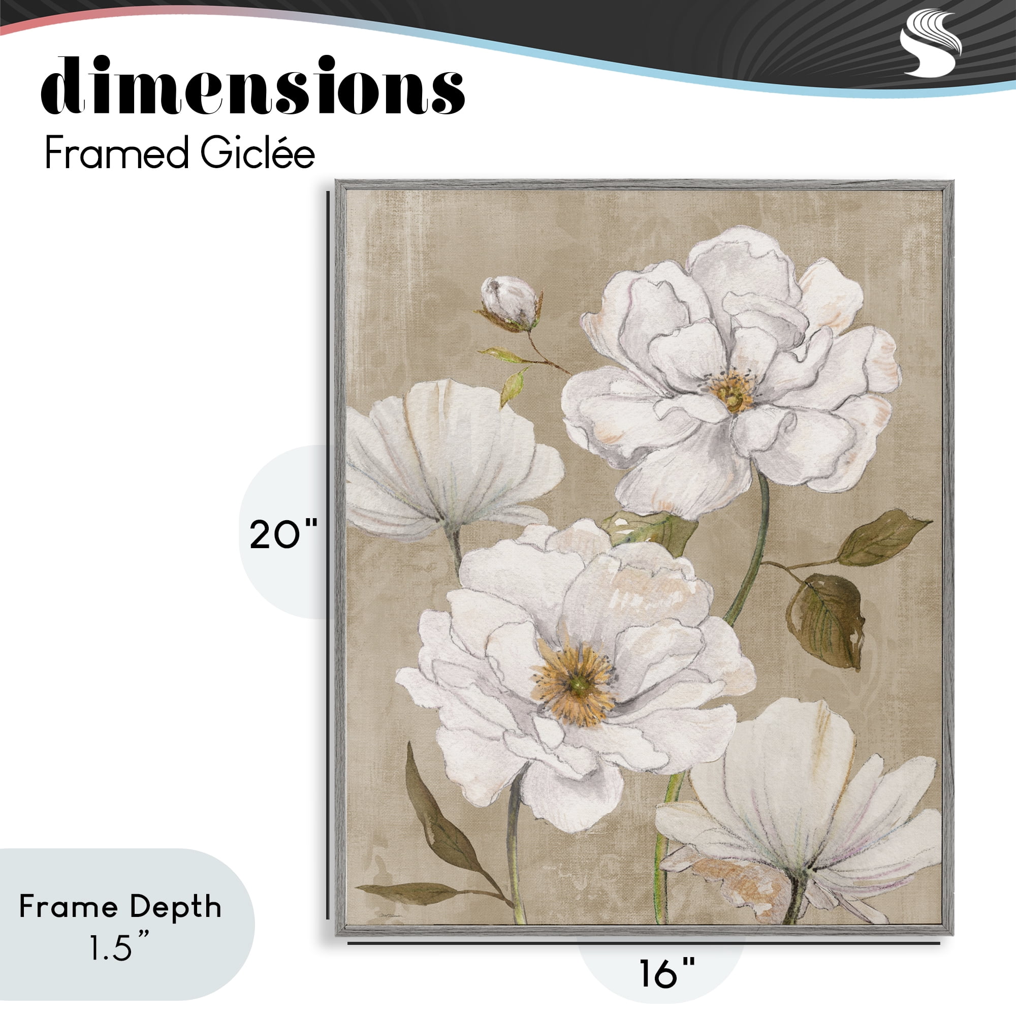 Stupell Industries Rustic Magnolia Blooms Gray Framed Giclee Art, design by Carol Robinson