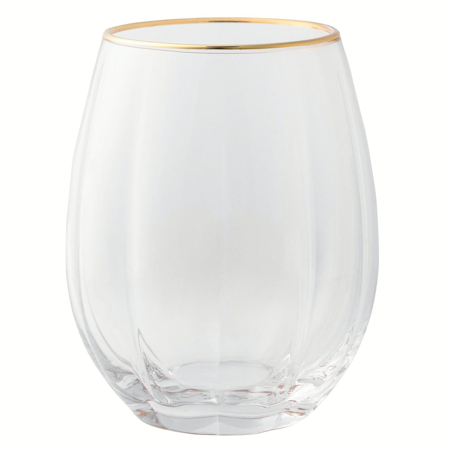 Ensemble de 4 verres à vin sans pied festonnés avec bordure dorée de Thyme & Table Glass