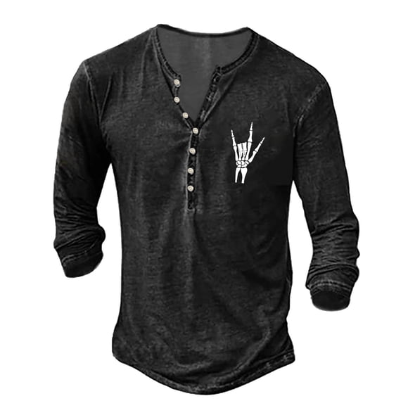 Mens Summer Fashion Retro Old Basic Button Placket Long Sleeve Shirt for Men Men T-Shirts Casual Classic Top