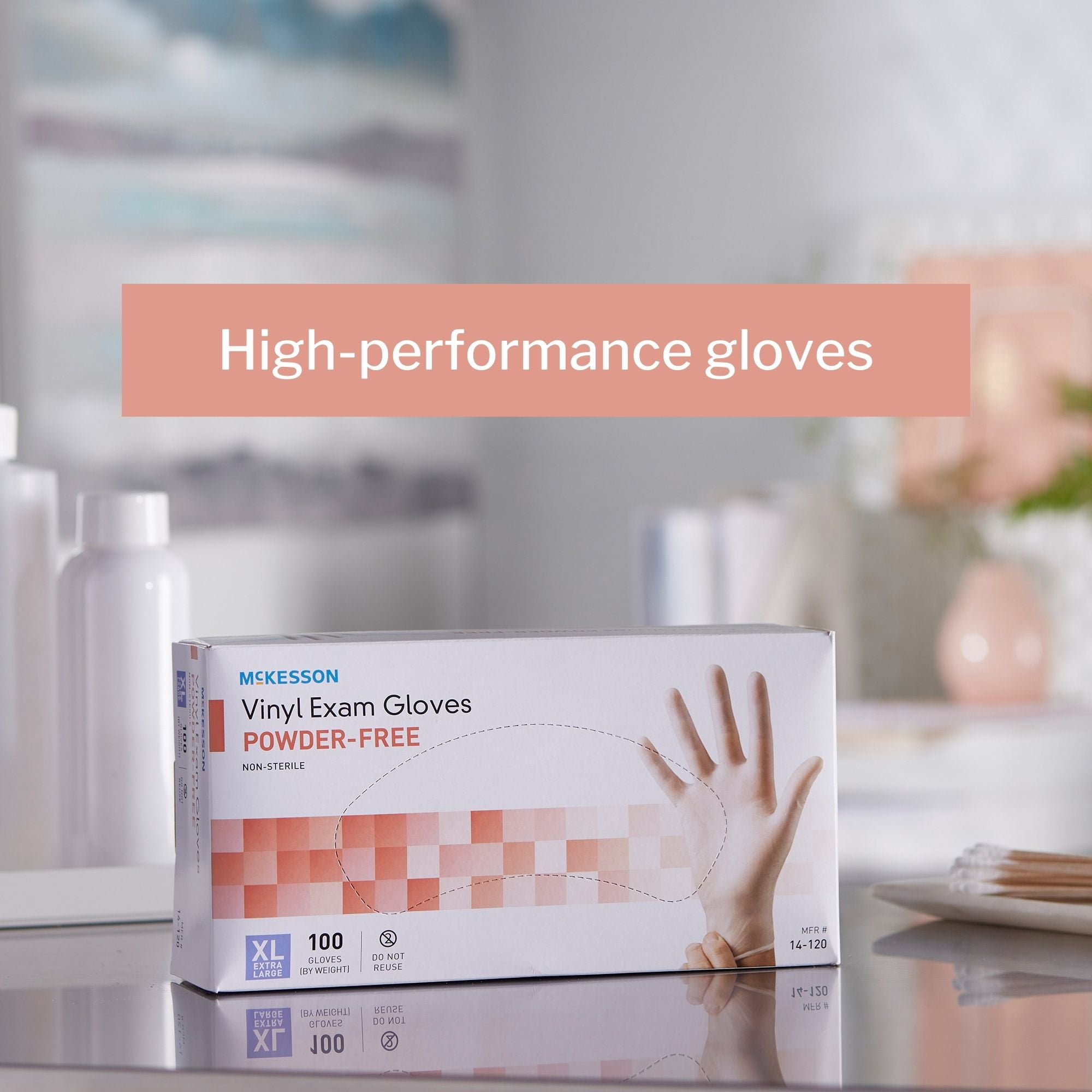 McKesson Vinyl Exam Gloves, Powder-Free, Disposable Medical Glove - XL, 100 Count, 10 Boxes, 1000 Total