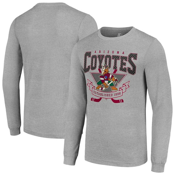 Men's Starter Heather Gray Arizona Coyotes '80s Inspired Team Logo Long Sleeve T-Shirt