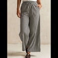 thumbnail image 4 of Pantalones Palazzo de Pierna para Mujer, Cintura Alta, con Cordón, Informales, Holgados, con Bolsillos, para Verano y Otoño. Negro M, 4 of 9