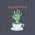 thumbnail image 3 of Halloween Duvet Cover Set, Zombie Hand in a Bloody Tea Cup with Happy Halloween Lettering Spiders, Decorative 3 Piece Bedding Set with 2 Pillow Shams, King Size, Grey Pale Rust Green, by Ambesonne, 3 of 3