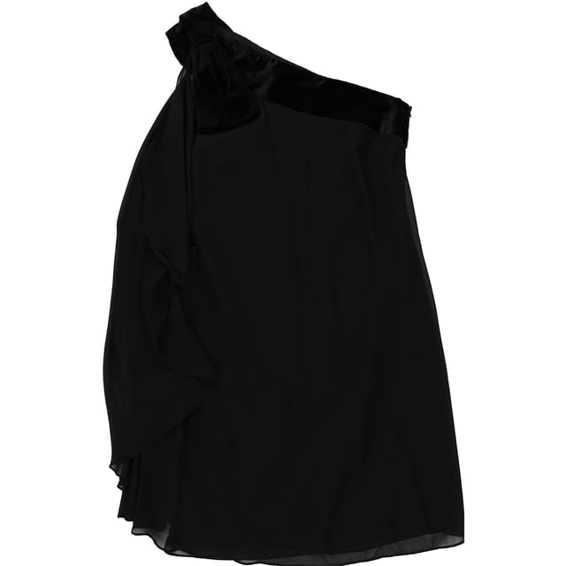Ralph Lauren Robe en Velours Chiffon à une Épaule pour Femmes, Noir, 4