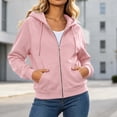 thumbnail image 5 of Ghalytn Women's Oversized Full Zip Drawstring Hooded Fleece Jacket, Rib Cuff Relaxed Waist Hem Pullover with Pocket, 5 of 8