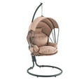 thumbnail image 3 of Barton Egg Swing Chair With Stand, Hanging Egg Chair Outdoor, Rattan Wicker Patio Hanging Basket Hammock Chair With Canopy & UV Resistant Cushion For Indoor Bedroom Balcony, Brown, 3 of 4