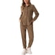 thumbnail image 1 of INSPIRAR CHIC Conjunto de 2 Piezas para Mujeres, Traje de Pana Casual, Chaqueta de Manga Larga con Botones y Pantalones con Bolsillos, S Marrón, 1 of 5