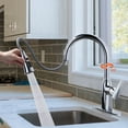 thumbnail image 4 of Wowow Stainless Steel 3-Functions Single-Handle Pull Down Sprayer Kitchen Faucet with Deck Plate in Polished Chrome, 4 of 5
