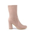 thumbnail image 6 of BLISSFUL STEP Women's Boots Faux Suede Rounded Toe Block Heel Foldable Ankle Boots Dust Pink 6.5, 6 of 8