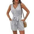 thumbnail image 2 of Shorts Jumpsuits Shorts Womens Casual V Pocket Wide Rompers Sleeveless Neck Women'S Jumpsuit Romper Light gray S, 2 of 9