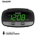 Sharp Digital Electric Alarm Clock with Dual USB Fast Charger & Battery