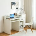 thumbnail image 2 of Costway 22" Wide Computer Desk Writing Study Laptop Table w/ Drawer & Keyboard Tray White, 2 of 11
