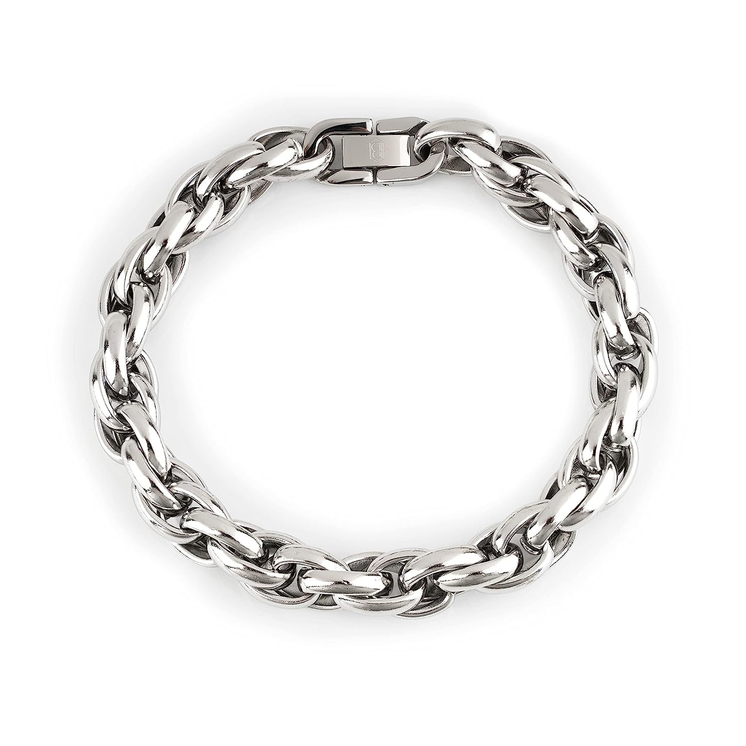 Handmade Thick Silver Bracelet for Men, Stainless Steel, Men's