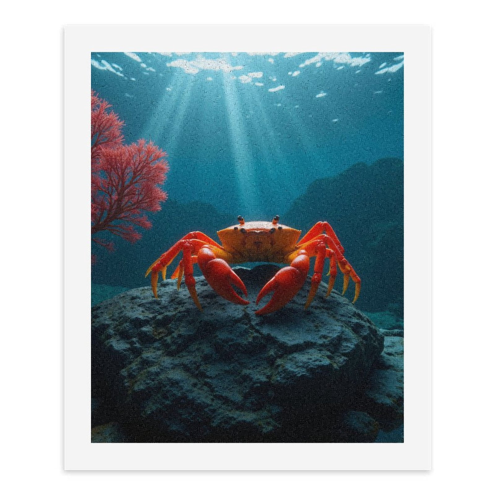 Paint By Numbers Kit for Adults Beginner - DIY Crab On Rock Ocean Scene Canvas Painting Kits for Adults, Frameless Paint By Number for Adults for Home Wall Decor 16x20 Inch