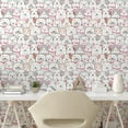 thumbnail image 3 of Ambesonne Dogs Peel & Stick Wallpaper for Home, Kawaii Puppies Funny Animals, 13"x72", Pink Grey and White, 3 of 6