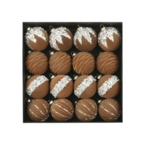 KOYPTL 16 Pcs Velvet Christmas Tree Ornaments Balls,2.4 Inch Coffee Shatterproof Christmas Tree Decorations Set,Delicate Glitter Flocked Hanging Ball Ornaments for Xmas Tree Holiday Party Home Decor