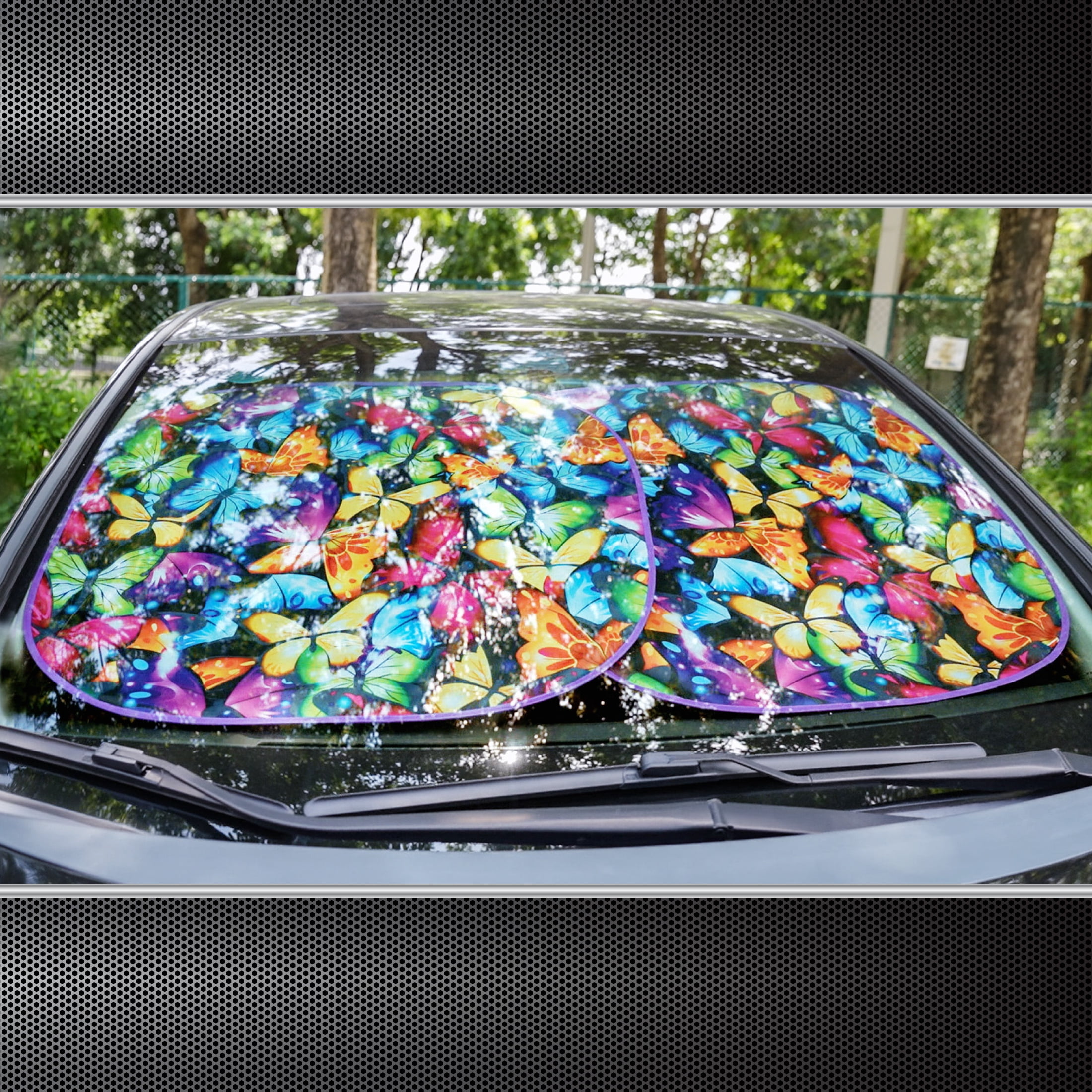 Auto Drive Universal Fit Butterfly Twist Sunshade, 2 Count, 28.5 in x 31.5 in